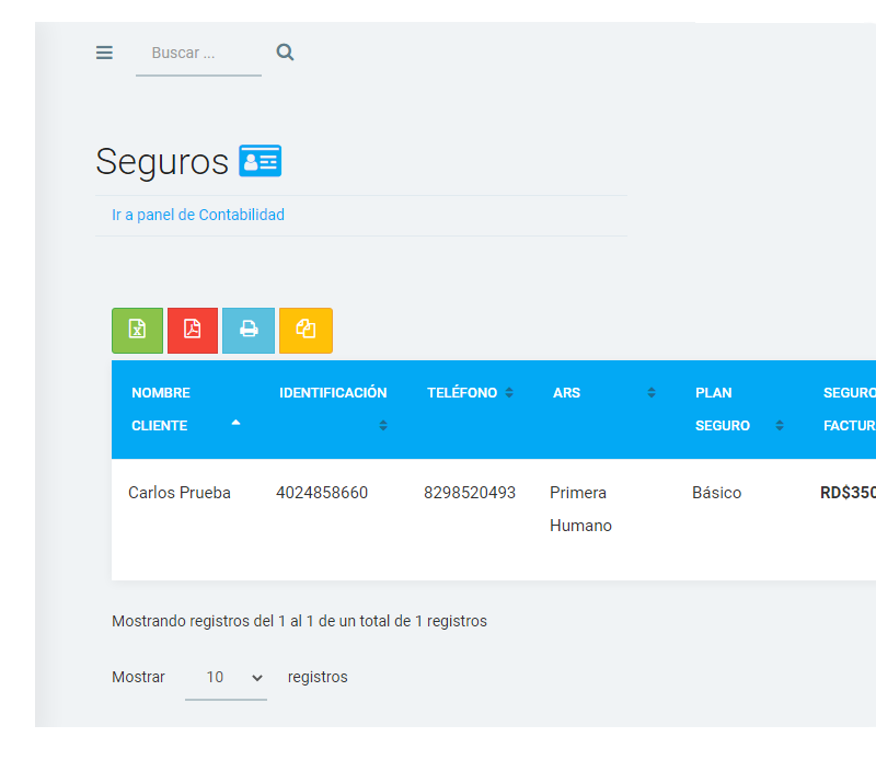 Control de los seguros cobrados